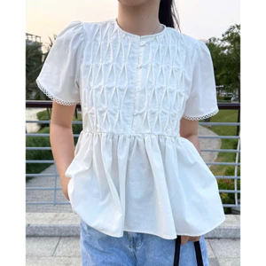 CICI TOP- Áo Babydoll Xếp Ly Ngực, Áo Sơ Mi Xếp Ly Linen Mya House