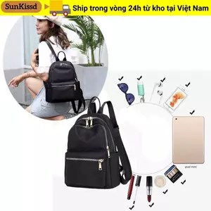 Ba lô SUNKISSD, Ba lô đen, Thời trang có dây kéo Túi đi học đeo vai Du lịch