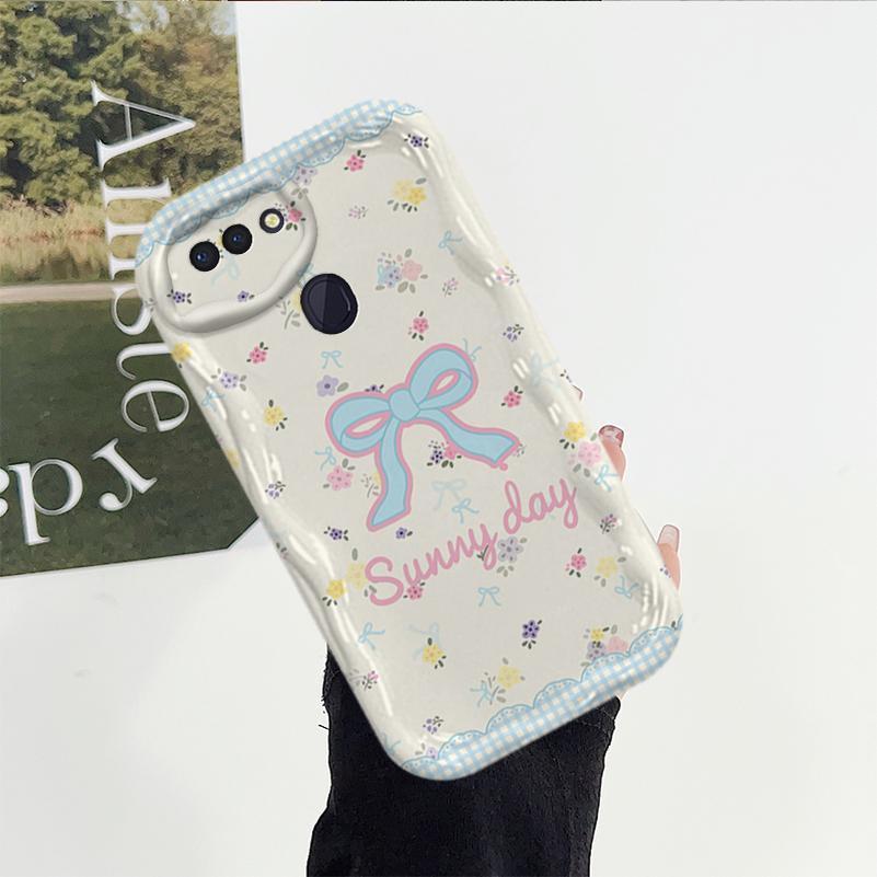 Ốp Lưng Cho OPPO A5S A12 F9 F9 Pro Phim Hoạt Hình Vỏ Kem Nơ Cặp Đôi Mềm TPU 3D Sóng Silicon Vỏ Điện Thoại