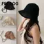 Mũ chống nắng ống hút FEDAOG, Mũ xô có thể gập lại thoáng khí, Du lịch mùa hè Vành rộng Dây đeo dễ thương Mũ chống nắng đi biển dành cho nữ