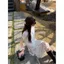 Mùa xuân hè Phong cách mới Phong cách Hàn Quốc Retro Thiết kế xù không đều Váy dài vừa phải Váy chấm bi nữ