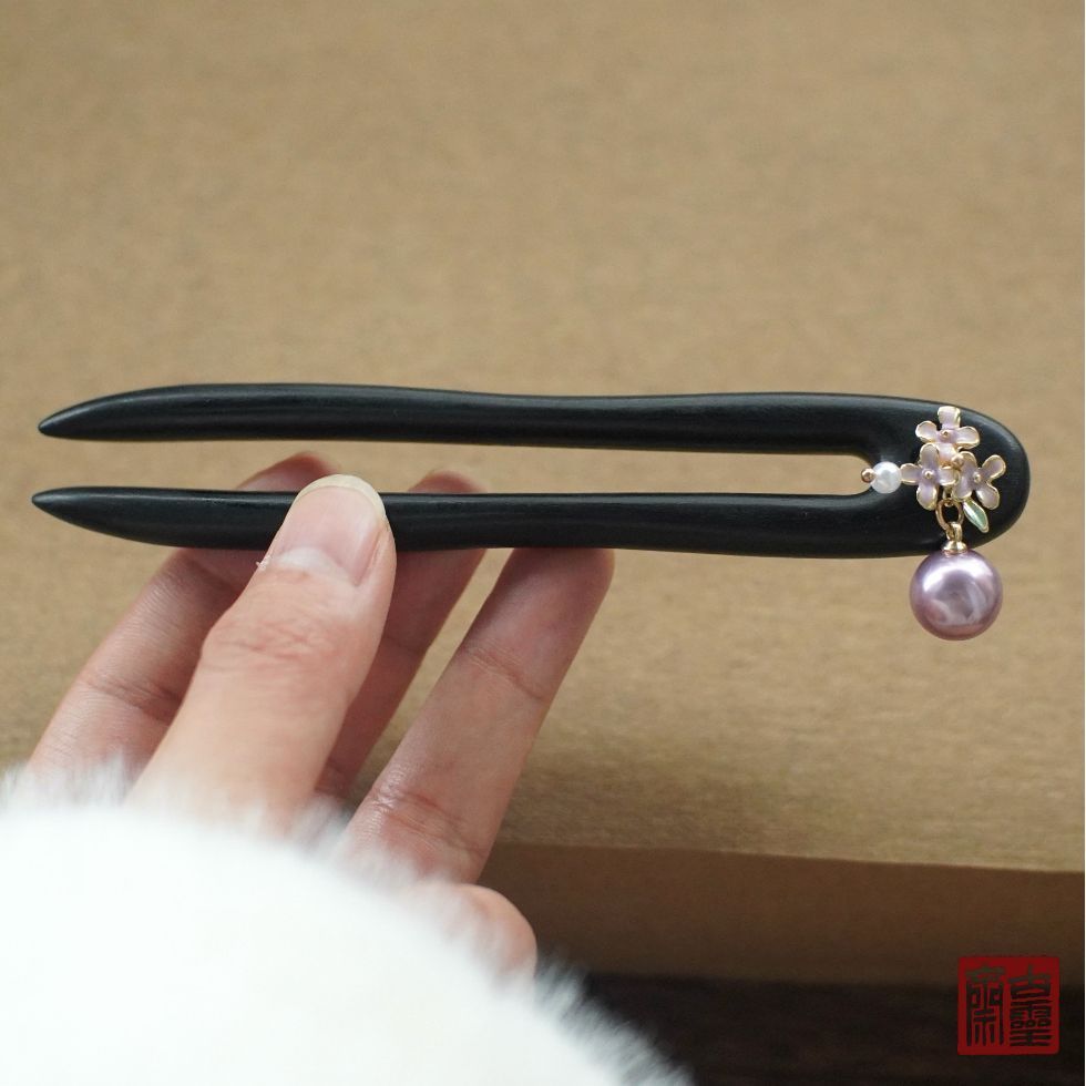 WHX-Hairpin 13cm {Purple Huai} Kẹp tóc bằng gỗ đàn hương tím Retro Trung Quốc Niche Thiết kế độc đáo Kẹp tóc