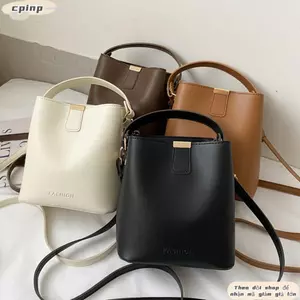 Túi xách nữ xu hướng CPINCP, Túi xô Messenger dung tích lớn màu trơn, Túi xách đeo chéo nữ bằng da PU di động