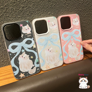Ốp lưng thư cho iPhone 17 16 15 14 13 12 11 Mèo bông đính nơ dễ thương XS XR XSMAX  silicon TPU mềm điện thoại trầyrơi