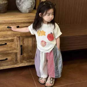 Bộ Đồ Bé Gái Mùa Hè 2026 Phong Cách Mới Thời Trang Trẻ Em In Hình Hoạt Hình Tay Ngắn Top Bé Quần Ống Rộng