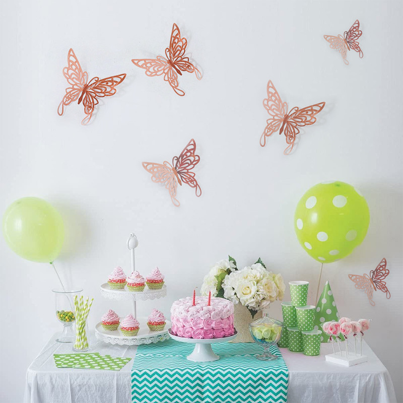 🌤️COD🌤️Set 12 miếng dán hình bướm 3D trang trí tường, cửa sổ, sinh nhật, bánh kem, DIY