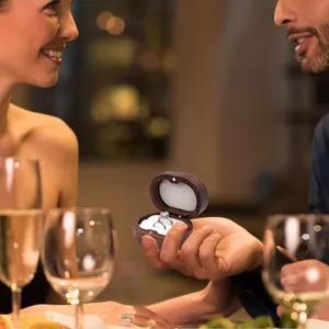 Đen Quả óc chó Nhẫn Hộp Trang Sức Hộp Nhẫn Gỗ Cặp Đôi Hẹn Hò Đính Hôn Cưới Hộp S Lớp 4.22