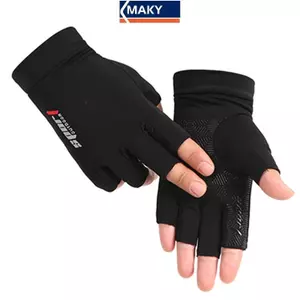 Găng Tay Nửa Ngón Ice Silk Thoáng Khí, Chống Trơn Trượt cho Xe Đạp và Màn Hình Cảm Ứng - MAKY