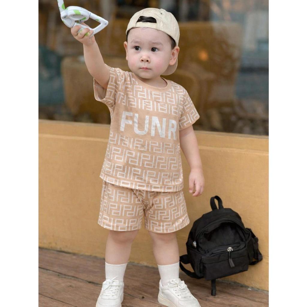 4Bộ/4màu sét Bộ cộc tay Boy Phố cho bé từ 7-50kg họa tiết FUNR unisex chất vải thun lạnh