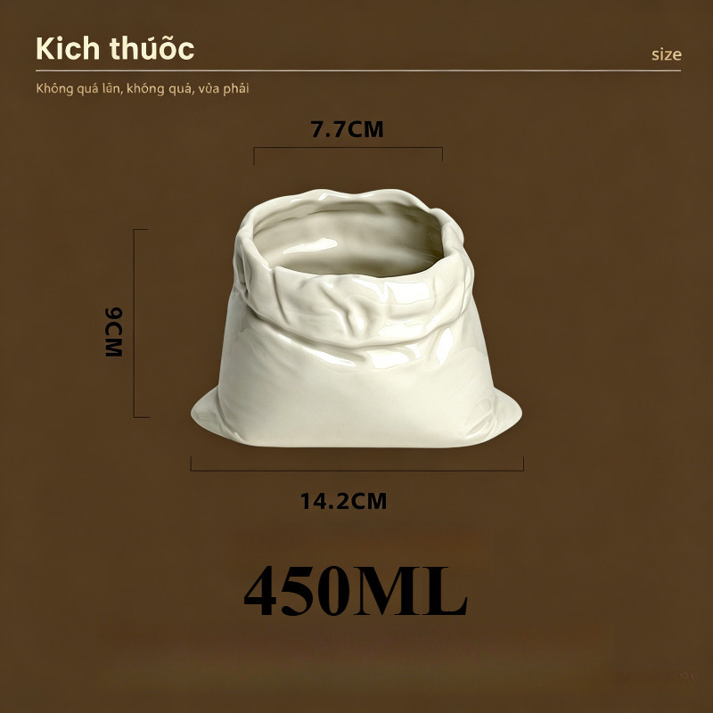 Cốc Sứ Hình Bao Tải Cốc Bao Gạo độc đáo 450ml, Pha Cà Phê Matcha Latte, Decor Ins Hàn Quốc,  Quà Tặng độc đáo
