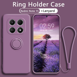 Ốp lưng Redmi Note 15 sang trọng Note 15 Pro 5G Vỏ silicon lỏng Giá đỡ vòng từ tính Chống sốc Dây buộc miễn phí Bảo vệ toàn diện Camera
