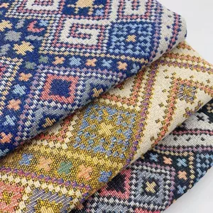 Phong Cách Dân Tộc Retro Checkered Vải Jacquard Quần Áo Vải Cao Cấp Túi Sofa Đệm Vải Làm Của Riêng Bạn 4.24