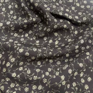 Mùa Hè Nhỏ Hoa Nhân Tạo Cotton Màu Xám Cà Phê Đế Màu Be Nhỏ Hoa Đầm Rộng Quần Phù Hợp Với Vải 4.25