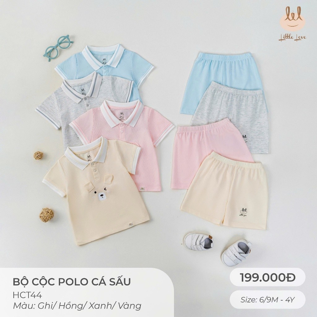 BỘ CỘC POLO CÁ SẤU  [ SIÊU MỀM, MÁT, MỊN CO DÃN VÀ THẤM HÚT TỐT] SZ 6/9M - 4Y (HCT44)