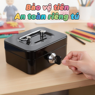 Hộp Đựng Tiền Kim Loại Mini Trẻ Em Tiền An Toàn Có Thể Khóa Đồng Xu Ngân Hàng Thép Hộp Bảo Quản Văn Phòng Tại Nhà
