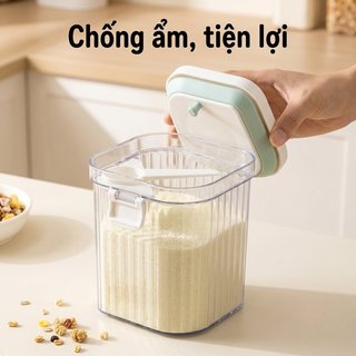 Hộp Sữa Bột Cho Bé Silicone PP Ngũ Cốc Hộp Bảo Quản Chống Ẩm BPA Free Touch Nắp Muỗng