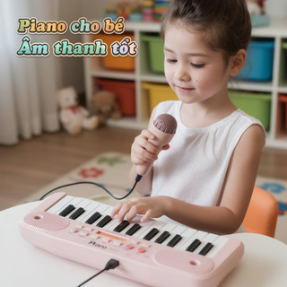 Trẻ Em Bàn Phím Đàn Piano Điện 37 Phím Đồ Chơi Âm Nhạc Di Động Tích Hợp Micro An Toàn ABS Học Tập