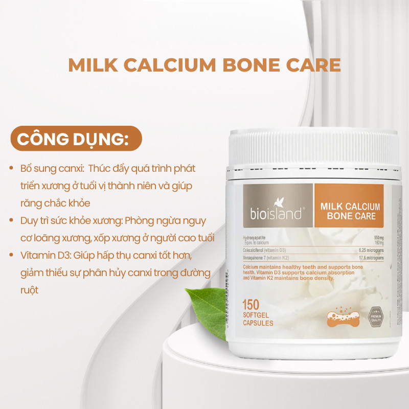 Canxi Sữa Hữu Cơ Milk Bone Care Bioisland Cho Mẹ Bầu, Trẻ Dậy Thì, Người Già BIOISLAND VIỆT NAM BI05