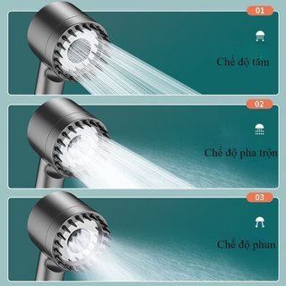 Đầu vòi hoa sen áp lực cao 3 chế độ phun Massage bằng thép không gỉ Phòng tắm tiết kiệm nước