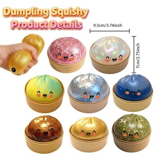 Lấp Lánh Bánh Bao Squishies Đồ Chơi Bun Baozi Bánh Bao Bí Ẩm Hộp Thực Phẩm Nhiều Màu Sắc Squishy Cảm Giác Thần Tài Đồ Chơi Chống Căng Thẳng Bóp Bóng