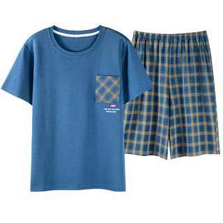 Bộ đồ ngủ cotton cho nam trung niên và người cao tuổi, quần short ngắn tay thoáng mát
