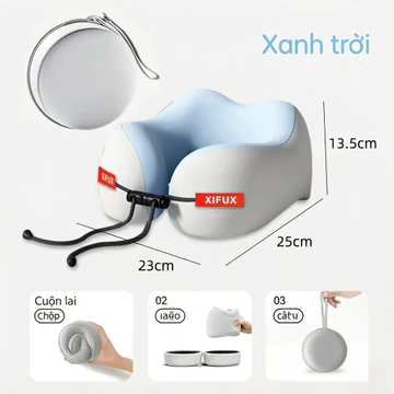 Gối cổ chữ U kê cổ cao su non mẫu mới, Gối chữ U kê cổ, bảo vệ và giảm mỏi cổ, hỗ trợ giấc ngủ khi đi đường dài