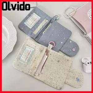 Ví đựng tiền xu OLVIDO, Ví nhỏ nơ vải, Túi đựng thẻ nữ ngôi sao hoa đa chức năng sáng tạo Sử dụng hàng ngày