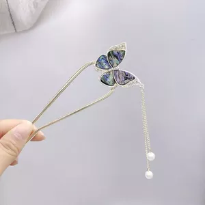 Giao Hưởng Hoa Bướm Tua Rua Kẹp Tóc Phong Cách Trung Hoa Mới Cao Cấp Tính Khí Kẹp Tóc Phong Cách Cổ Bước Lắc Kẹp Tóc Mũ Đội Đầu