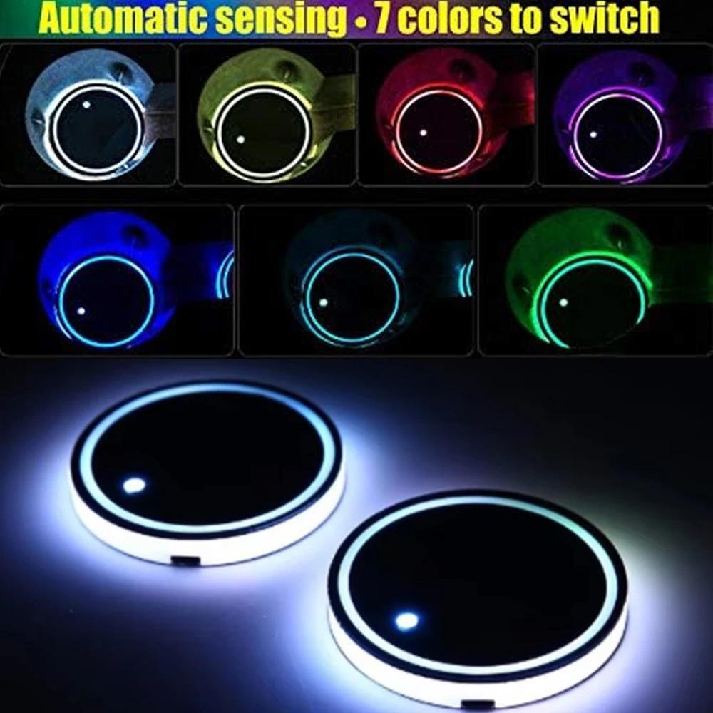 2 Chiếc Đèn LED Giá Đỡ Cốc Với 7 Màu Đèn Phát Quang Miếng Lót Cốc Sạc USB Thảm Cho Xe Ô Tô Xe Tải Xe Phụ Kiện
