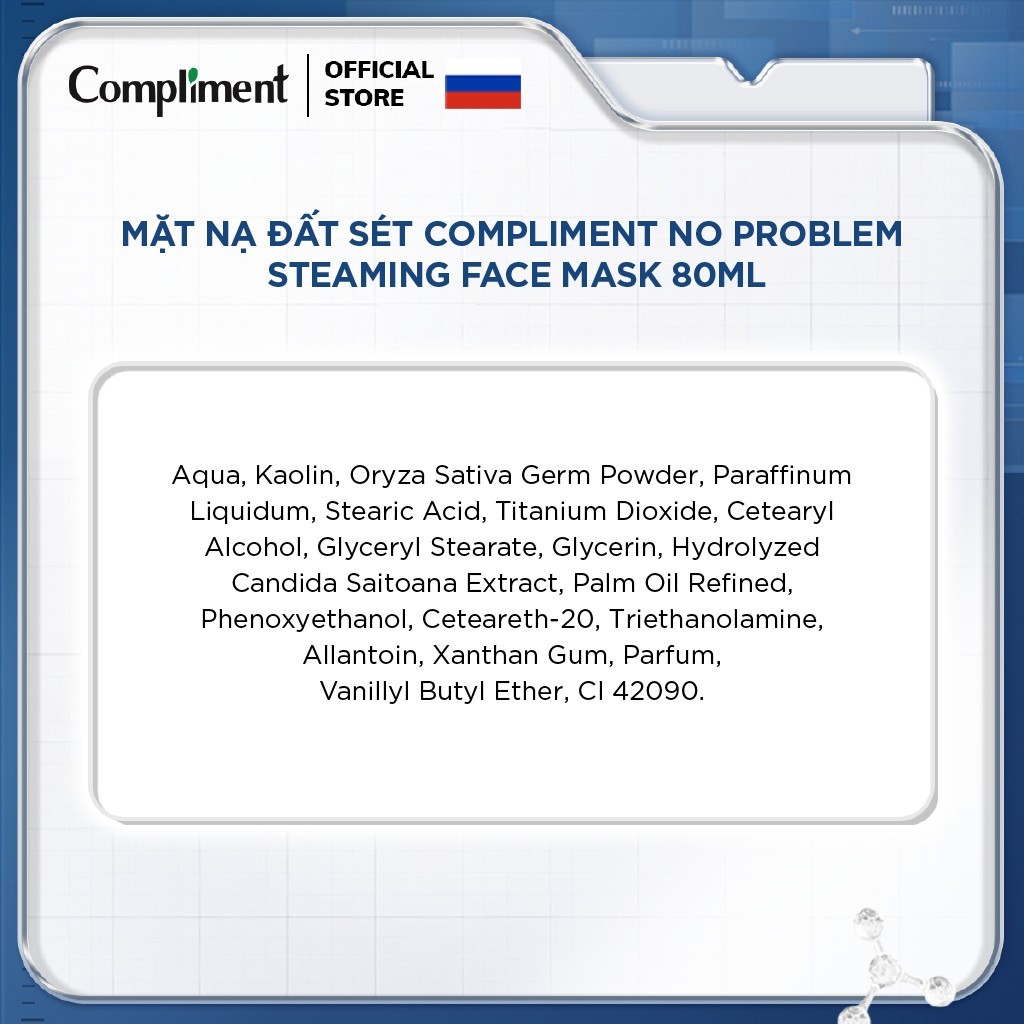 Mặt nạ đất sét Compliment No Problem Steaming Face Mask làm sạch sâu, giảm mụn, mụn đầu đen, thu nhỏ lỗ chân lông 80ml