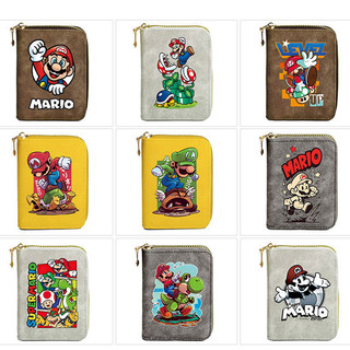 GC2 Super Mario Bros Túi Đựng Thẻ Ngắn Dung Tích Lớn Đa Chức Năng Nhiều Khe Cắm Anime Dây Kéo Tiền Xu Ví CG2