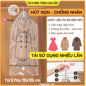 Túi hút chân không quần áo có 5 móc treo, bảo quản không nhăn, sắp xếp tủ quần áo gọn gàng