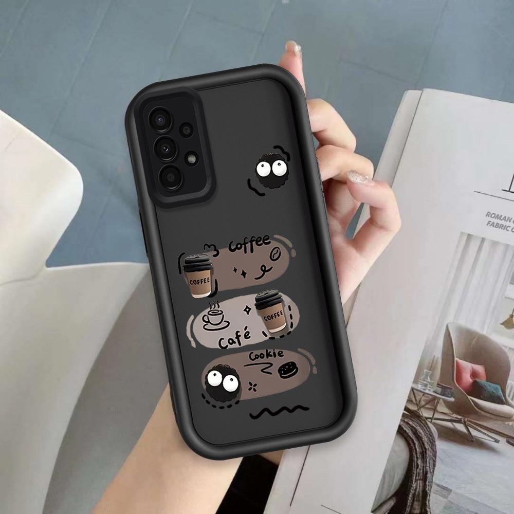 Ốp Lưng Cho Samsung A13 A23 A33 A32 A52 A52S 4G 5G Hoạt Hình Silicon Nghệ Thuật Mềm Vỏ Điện Thoại TPU Đen Bóng Than Thiên Thần Mắt Chống Sốc Ốp Lưng