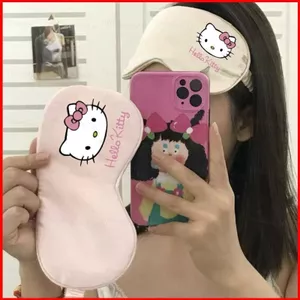 SY Phim Hoạt Hình HelloKitty In Mắt Mặt nạ Silk Blackout Mặt nạ mắt Mềm mại và thoải mái cho giấc ngủ văn phòng