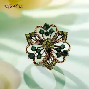 AqToCna Thời Trang Đơn Giản Kim Loại Pha Lê Xanh Cây Hoa Thổ Cẩm Cho Nữ Quần Áo Áo Khoác Dự Tiệc Phụ Kiện Quà Tặng AqToCna