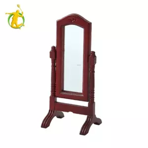 Gương trang điểm nhà búp bê tỷ lệ 1: 12 Gương sàn Mini giả vờ đồ chơi bằng gỗ Retro