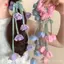 MJnmc Lily Of The Valley & Tulips Floral Sccrunchie Hair Tie With Dangling Ribbon Accents - Phụ kiện tóc Ethereal dành cho nữ mới