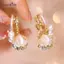 AqToCna 1 Cặp Bông Tai Pha Lê Tính Khí Thời Trang Màu Tím Zircon Hoa Bốn Lá Ngọc Trai Bông Tai Dành Cho Nữ Nhẹ Sang Trọng Phụ Kiện Tai AqToCna