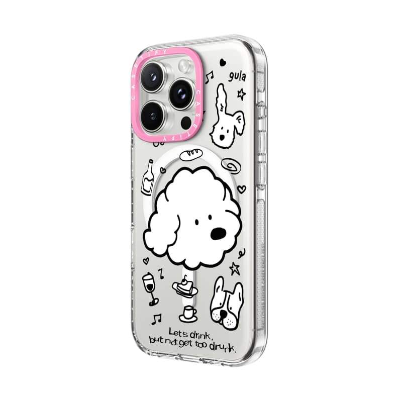 CASECASE X Lets drink Case HỒNG CAMERA RING EDITION Tác động Vỏ hút từ tính trong suốt cho iPhone 17 / 16 / 15 / 14 / 13 Pro Max Air với bao bì cao cấp