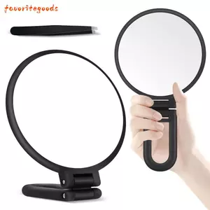 Gương cầm tay phóng đại FAVORITEGOODS, Chức năng đứng Gương mỹ phẩm có thể gập lại, Gương chiếu hậu hai mặt di động 2X / 5X / 10X