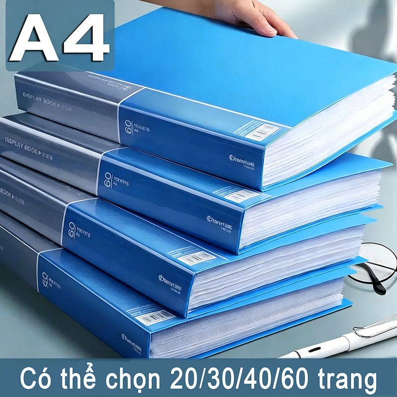 Bộ File Lá A4 Trong Suốt Giá Tốt - Tệp Đựng Hồ Sơ 20/30/40/60 Trang Chống Nước, Bảo Quản Giấy Tờ