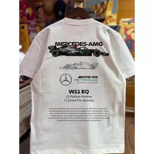 F11 Racing Champion MERCEDES-AMG W11 EQ 100% Cotton Áo thun ngắn tay in hình dáng rộng mùa hè