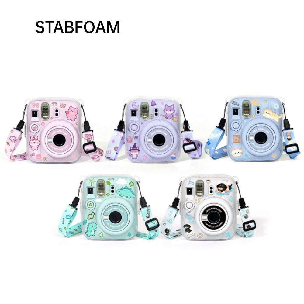 Camera tức thì STABFOAM, có nhãn dán hoạt hình Vỏ lưu trữ ảnh 3 trong 1, Hộp đựng chống sốc pha lê cho chụp ảnh Fujifilm Instax Mini 13