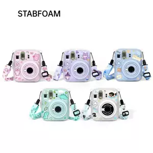 Camera tức thì STABFOAM, có nhãn dán hoạt hình Vỏ lưu trữ ảnh 3 trong 1, Hộp đựng chống sốc pha lê cho chụp ảnh Fujifilm Instax Mini 13