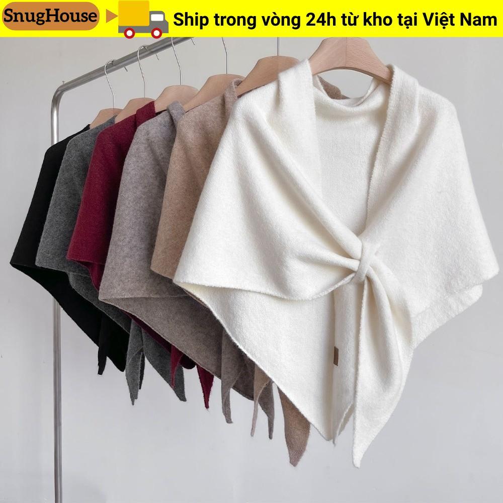 Khăn choàng dệt kim SNUGHOUSE, Khăn quàng tam giác màu trơn mềm mại, Quấn cổ dày mùa đông Khăn choàng len pha trộn ấm áp