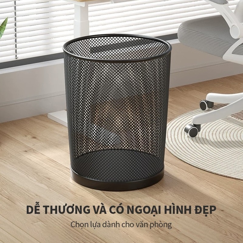 [HÀNG LOẠI 1] Thùng Rác Văn Phòng HomeMate Lưới Sắt Sơn Tĩnh Điện, Sọt Rác Kim Loại Tối Giản Cho Bàn Học & Công Ty