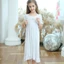 Bé Gái Phong Cách Công Chúa Đầm Trẻ Em Chắc Chắn Trắng Dài Tay Đồ Ngủ Trẻ Em Cotton Váy Ngủ