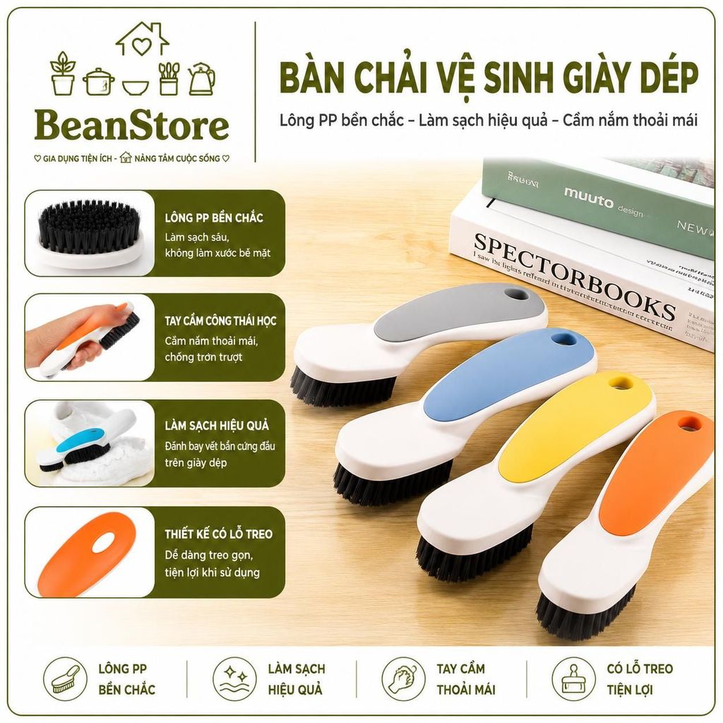 Bàn chải đánh giày lông nhựa cao cấp, thiết kế nhỏ gọn, cán chắc chắn, tiện dụng cho giày da, vải, thể thao