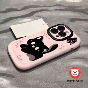 Cô Gái Hoạt Hình Ốp Lưng Điện Thoại iPhone 15 14 13 12 11 Pro Max X Xr Xs Max Mèo Đen Dễ Thương Mềm Vỏ Điện Thoại