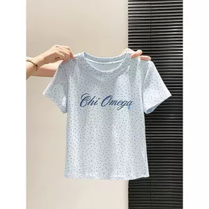 Milyfashion Cotton Pure Desire In Chữ Chấm Bi t Phong Cách Mới Pure Desire Slim-fit Slimmer Nhìn Phù Hợp Với Tất Cả Trận Đấu Áo Ngắn Tay Ngắn BNHO